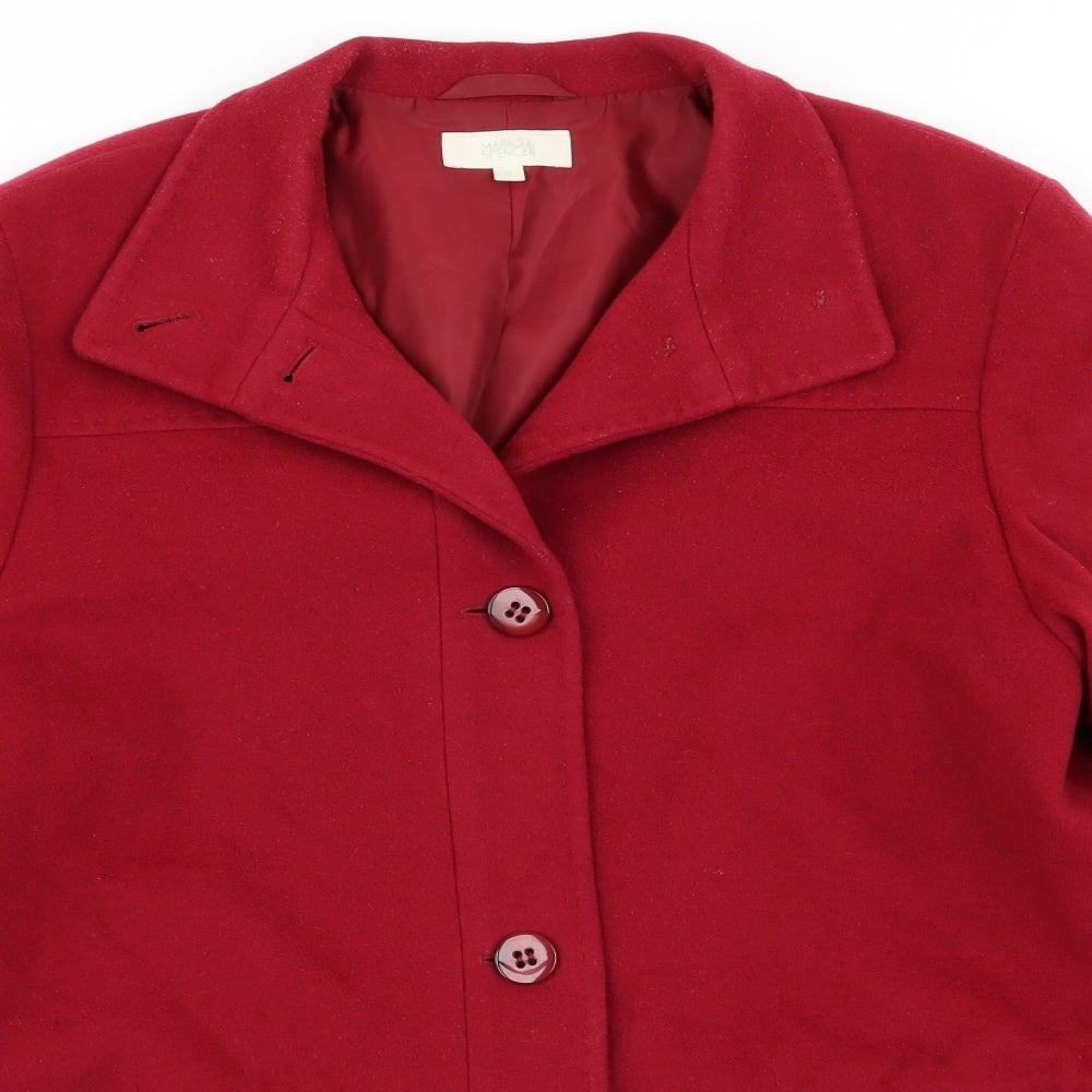 M&S Womens Red   Overcoat Coat Size 14