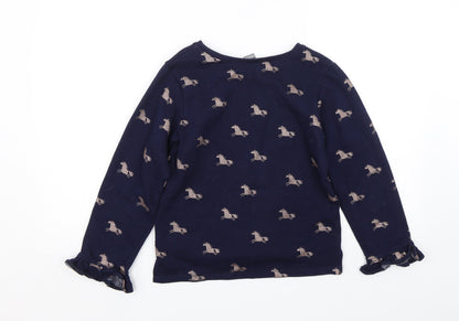 Next Girls Blue Animal Print  Pullover Sweatshirt Size 11 Years  - unicorns