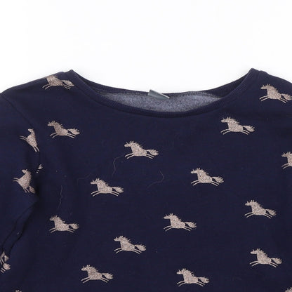 Next Girls Blue Animal Print  Pullover Sweatshirt Size 11 Years  - unicorns