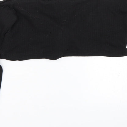 Brand and care label for Missguided women’s black cropped t-shirt, size UK 6