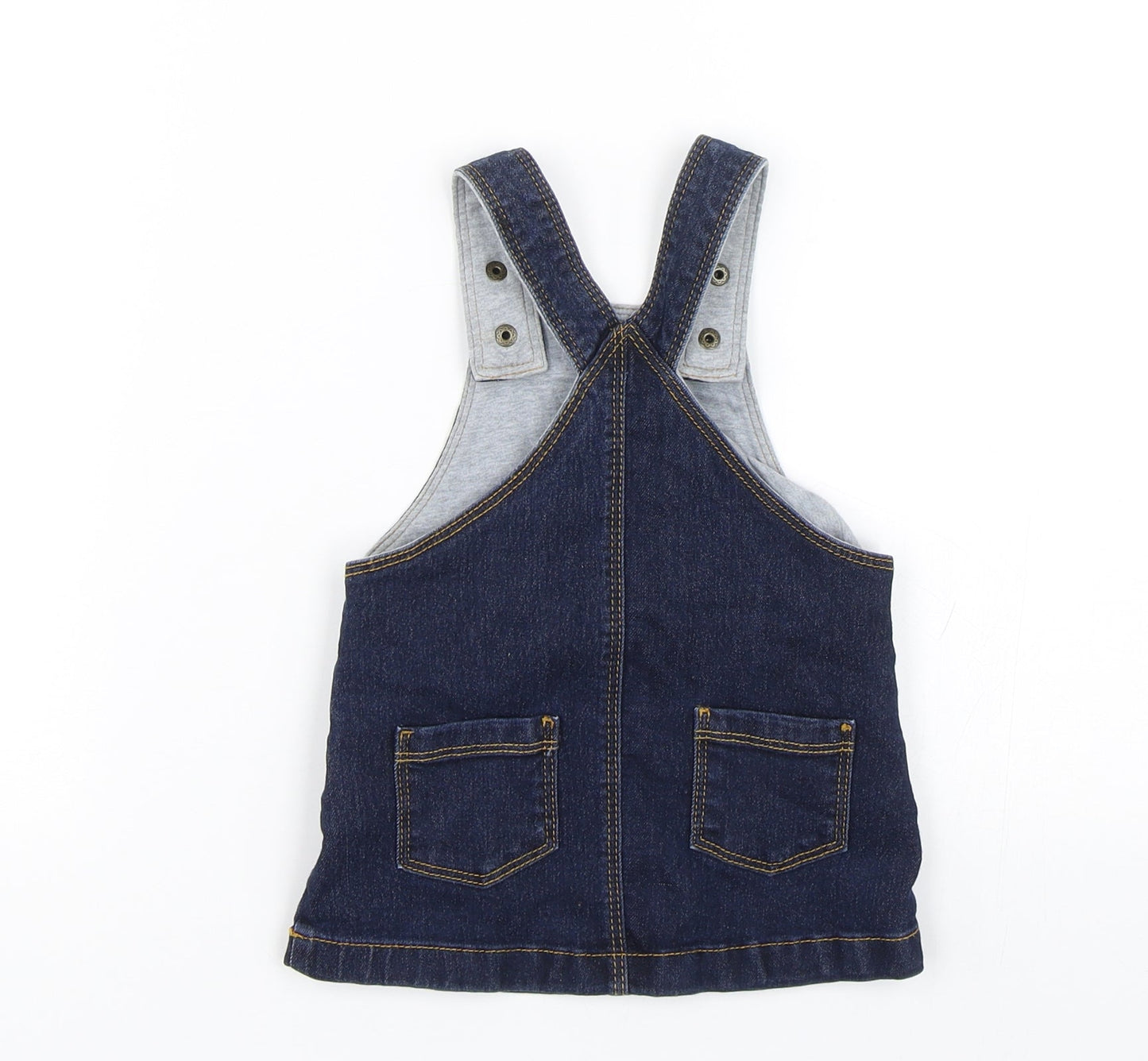 M&S Girls Blue  Denim Pinafore/Dungaree Dress  Size 3-6 Months