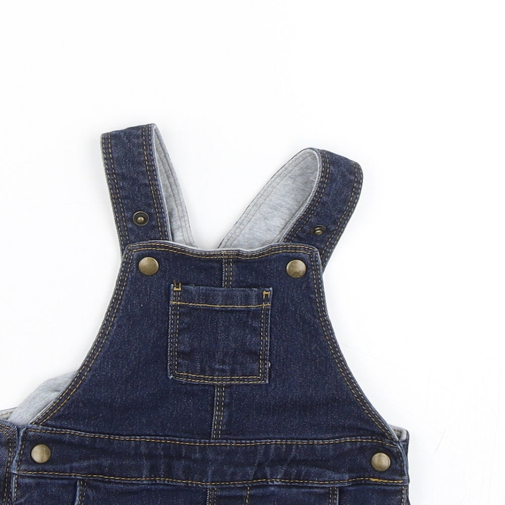 M&S Girls Blue  Denim Pinafore/Dungaree Dress  Size 3-6 Months