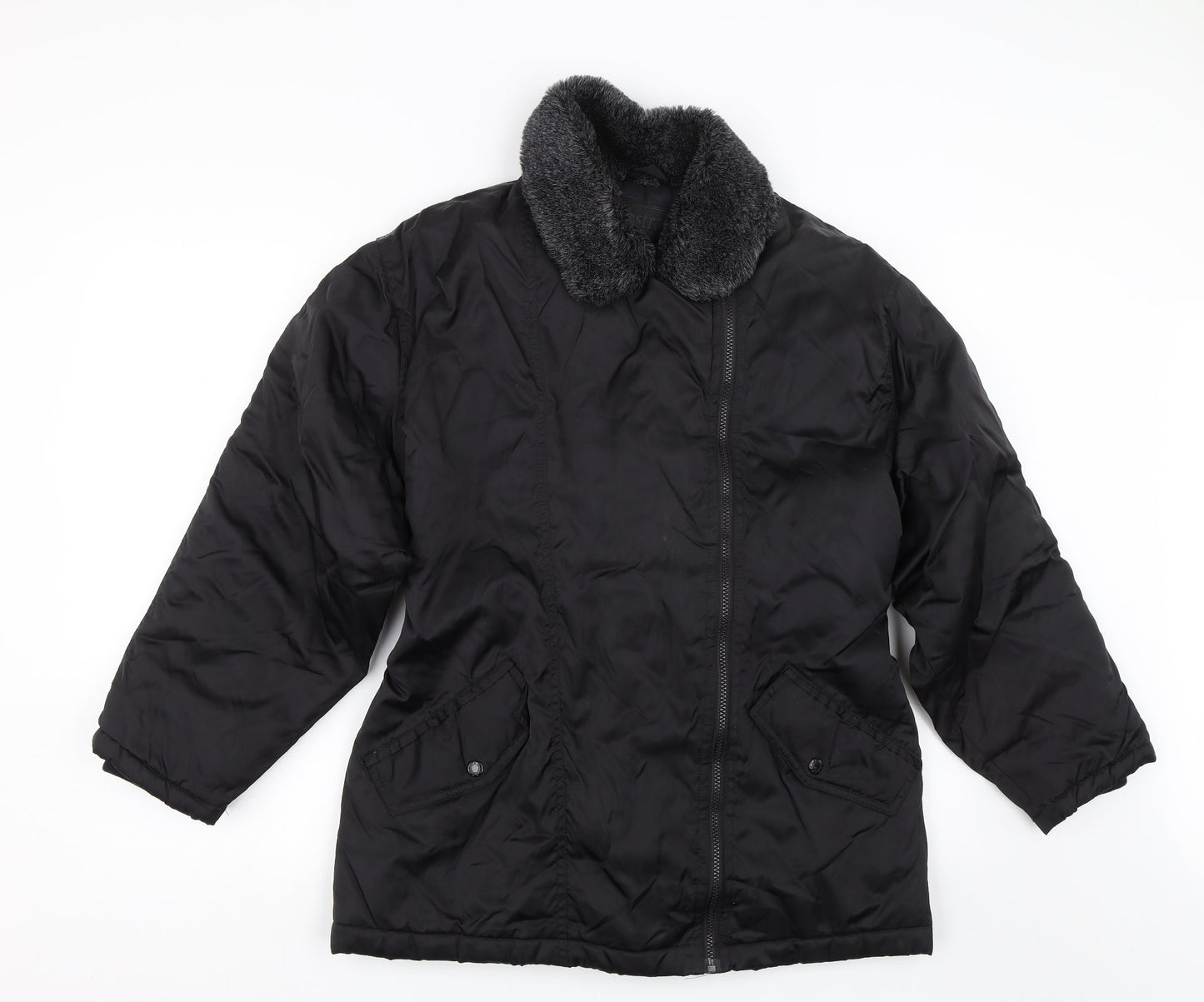 Abstract Womens Black   Bomber Jacket Coat Size 12