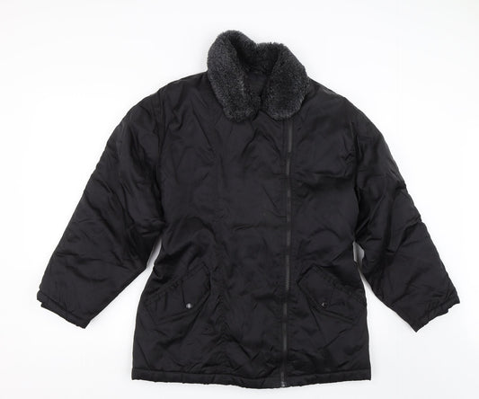 Abstract Womens Black   Bomber Jacket Coat Size 12