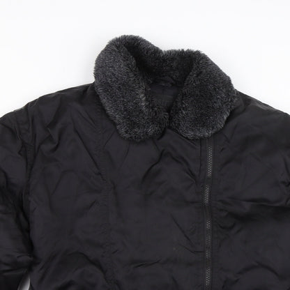 Abstract Womens Black   Bomber Jacket Coat Size 12