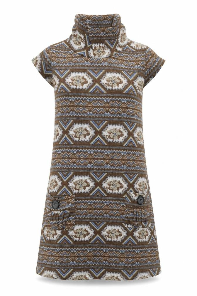 Mela London Womens Brown Fair Isle  Jumper Dress  Size S