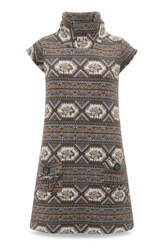 Mela London Womens Brown Fair Isle  Jumper Dress  Size S