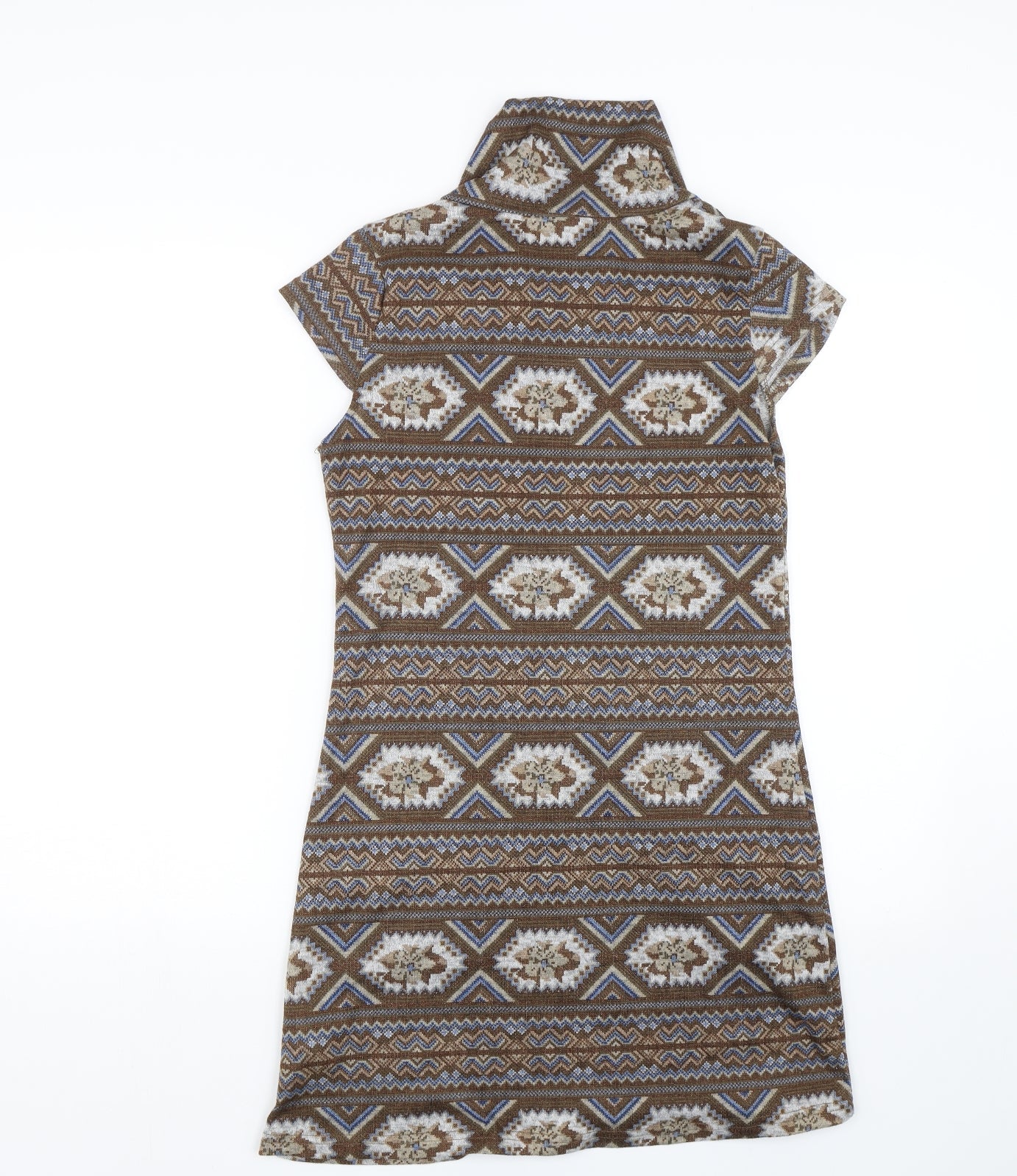 Mela London Womens Brown Fair Isle  Jumper Dress  Size S