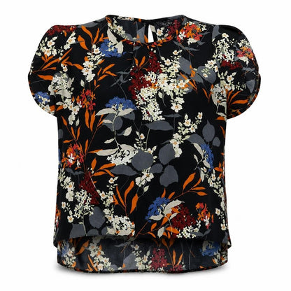 Marina Kaneva Womens Black Floral  Basic Blouse Size 12