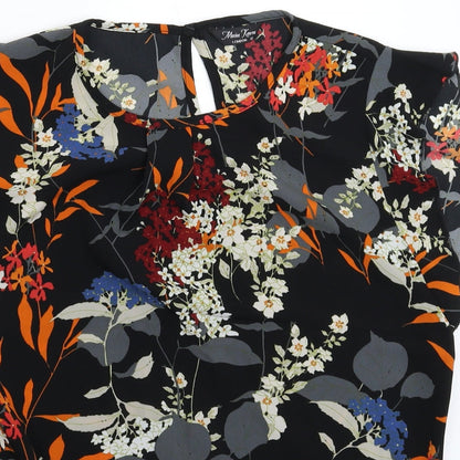 Marina Kaneva Womens Black Floral  Basic Blouse Size 12