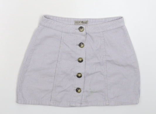 Denim & Co. Womens Grey  Corduroy A-Line Skirt Size 10