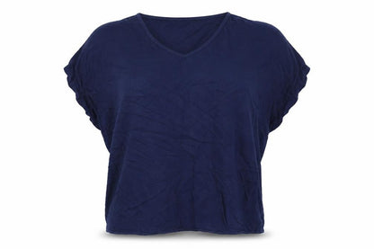 Front view of Atmosphere women’s blue basic t-shirt, size UK 12