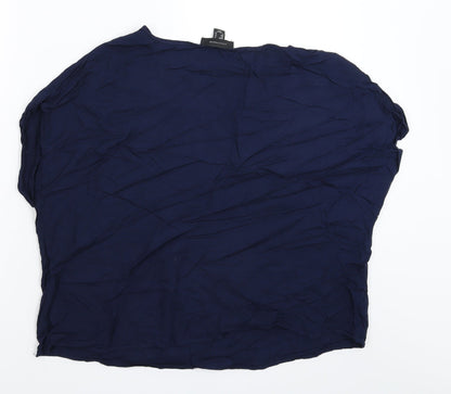 Back view of Atmosphere women’s blue basic t-shirt, size UK 12
