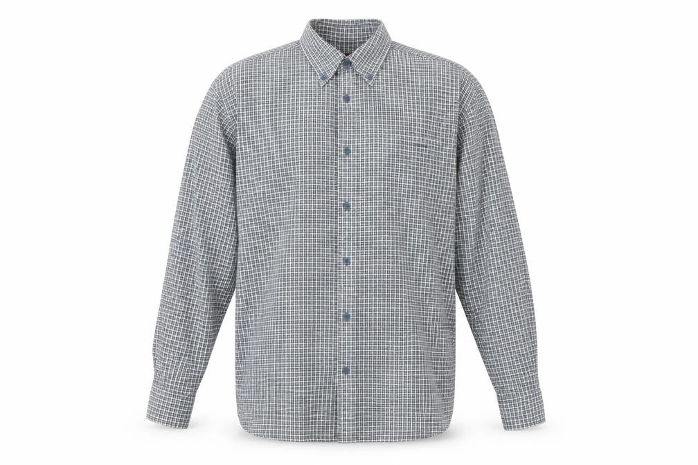 Trader Mens Blue Check   Button-Up Size L