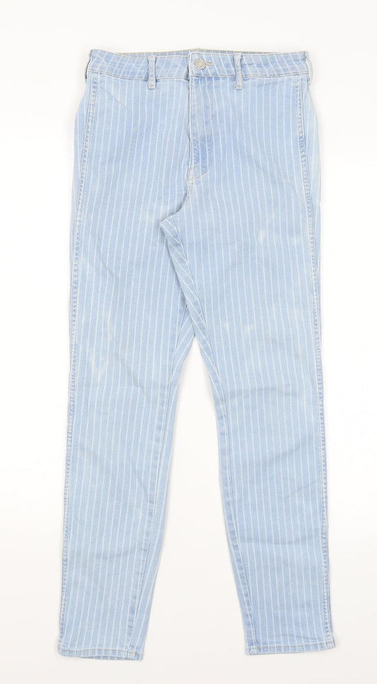H&M Womens Blue Striped  Skinny Jeans Size 28 in L26 in