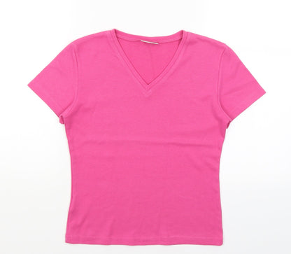 Preloved Joie De Vivre Womens Pink   Basic T-Shirt Size S - Front