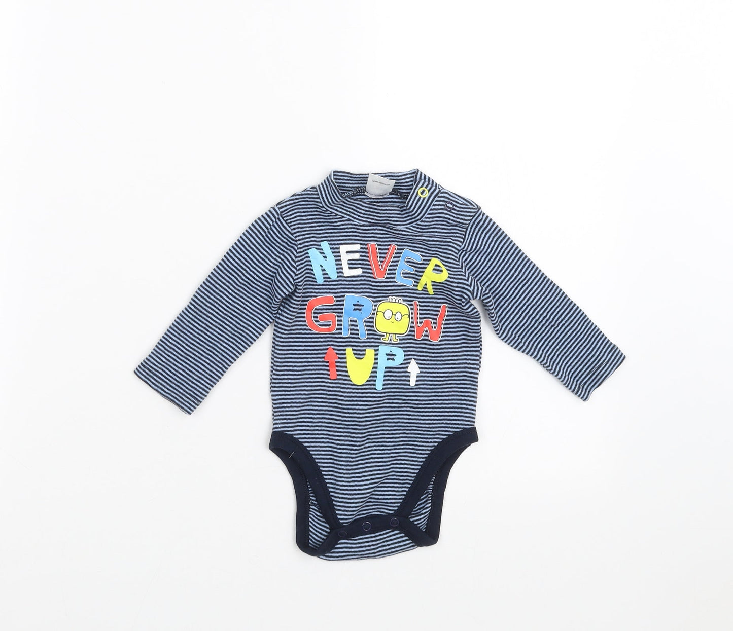 Ostin Boys Blue Striped  Babygrow One-Piece Size 0-3 Months  - never grow up