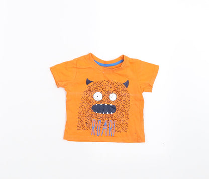 Additional front view of Primark Baby Orange Basic T-Shirt, size 9-12, Months - monster