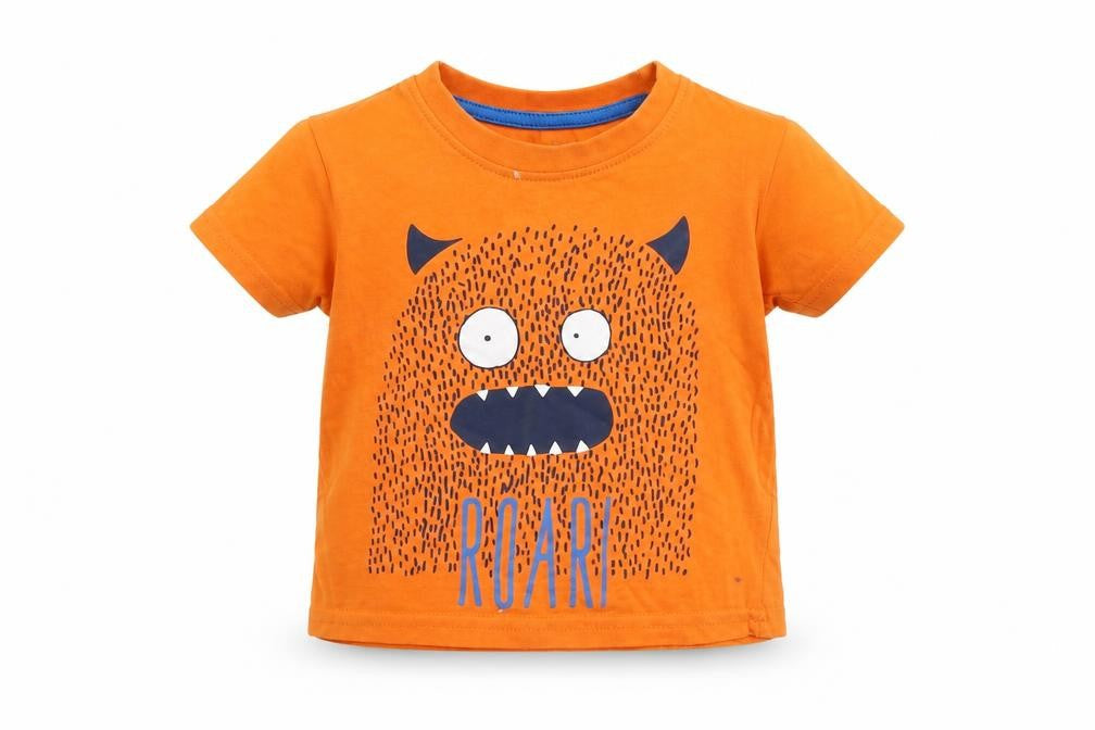 Primark Baby Orange   Basic T-Shirt Size 9-12 Months  - monster