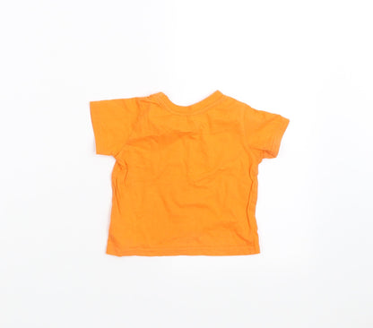 Back view of Primark Baby Orange Basic T-Shirt, size 9-12, Months - monster
