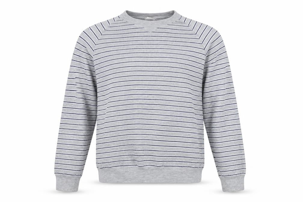 Preworn Mens Grey Striped Knit Pullover Jumper Size L
