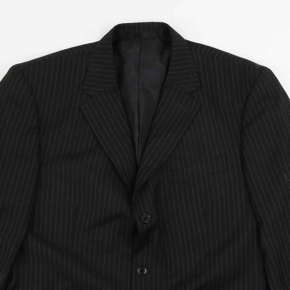 you Mens Black Striped  Jacket Blazer Size 42