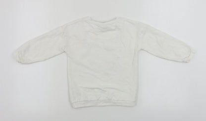 Disney  Girls White   Pullover Jumper Size 4-5 Years