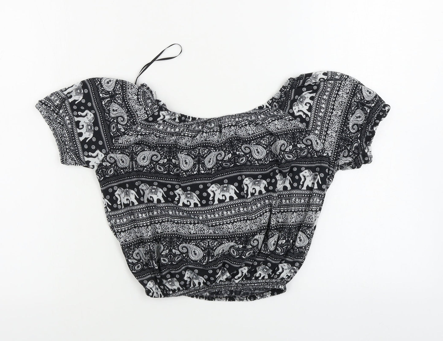Atmosphere  Womens Black Geometric  Basic T-Shirt Size 6
