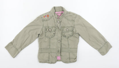Additional front view of Cherokee girls’ beige basic button-up, size 5-6, years