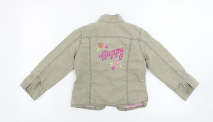 Back view of Cherokee girls’ beige basic button-up, size 5-6, years