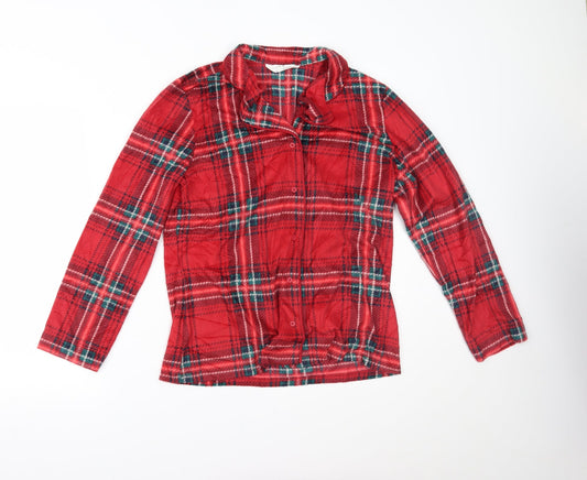 Marks and Spencer Womens Red Plaid  Top Pyjama Top Size M