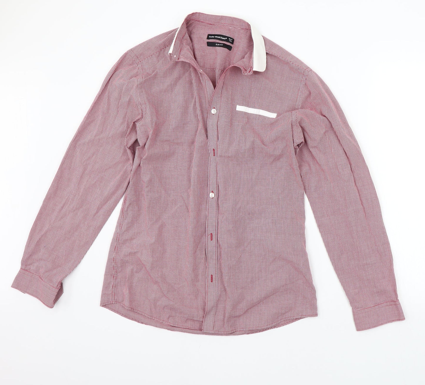 Cedar Wood State Mens Red Geometric   Button-Up Size 15.5