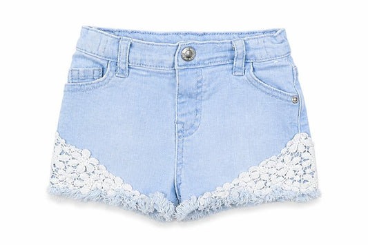 Front view of Denim & Co. Baby Blue Cropped Jeans, size 9-12, Months - washable mark
