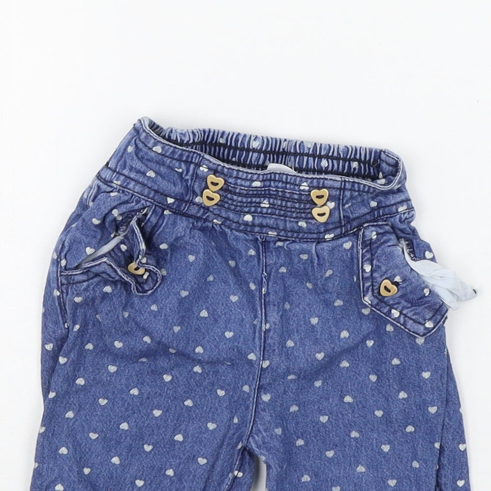 Baby Girls Blue   Jogger Jeans Size 6-9 Months  - Elasticated Waist