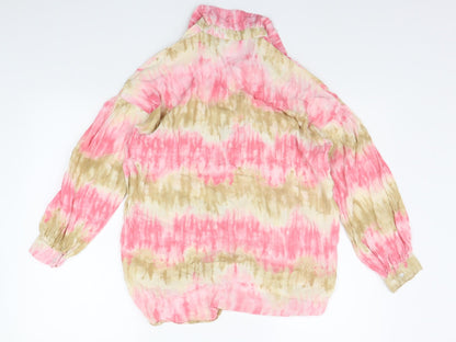 Back view of I SAW IT FIRST women’s multicoloured geometric basic button-up, size UK 8