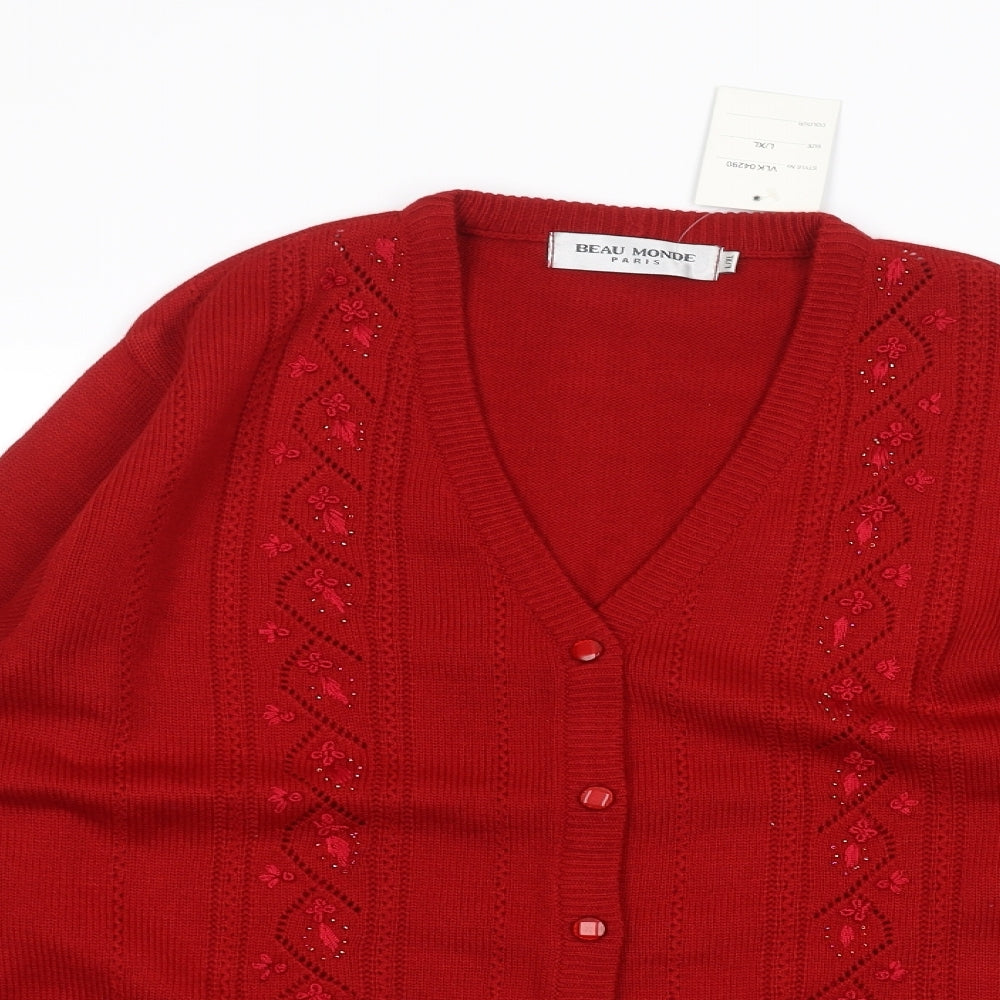 Beau Monde Womens Red   Jacket Coatigan Size L