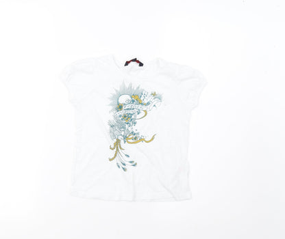 Additional front view of French Connection girls’ white basic t-shirt, size 6, years