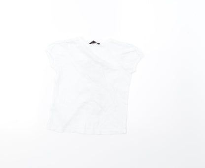 Back view of French Connection girls’ white basic t-shirt, size 6, years
