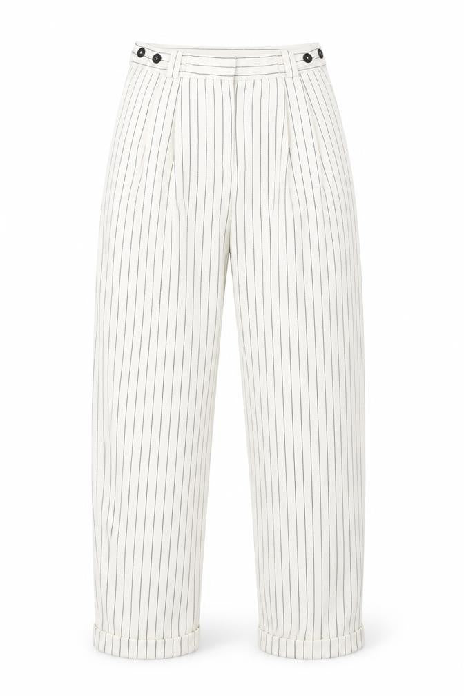 Topshop Womens White Striped  Trousers  Size 6 L27 in