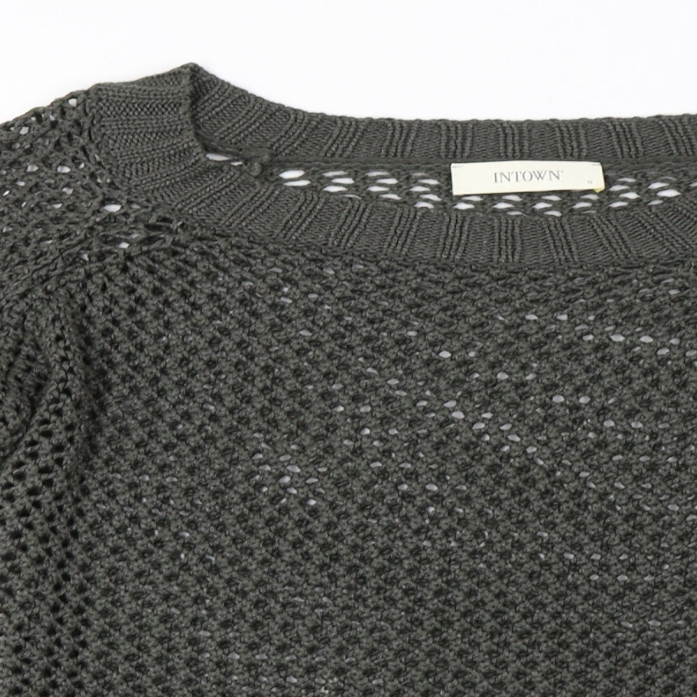 INTOWN Womens Green  Knit Pullover Sweatshirt Size S