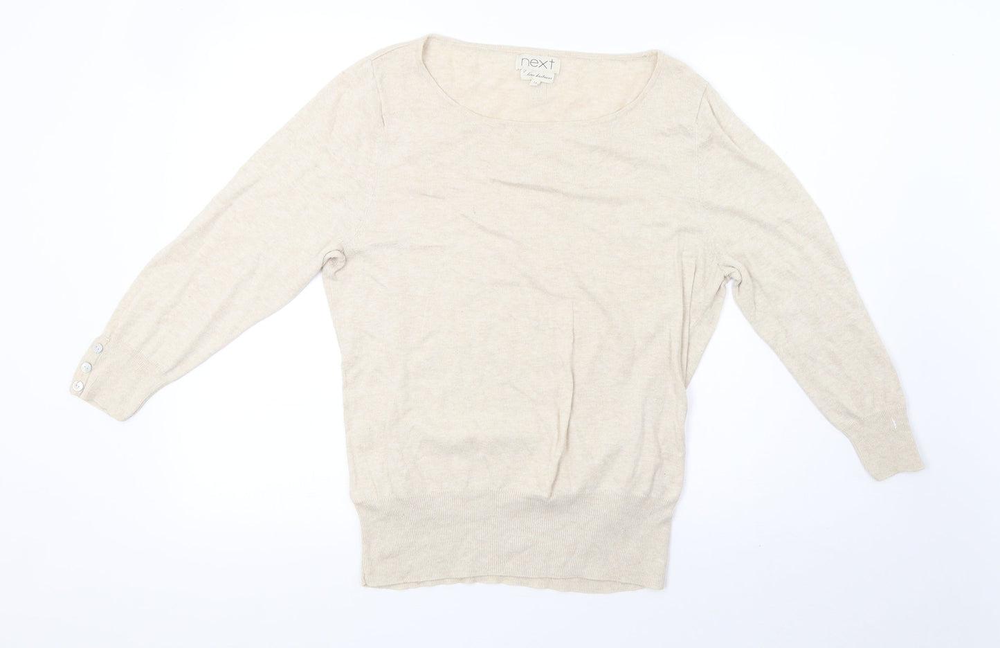 NEXT Womens Beige  Knit Pullover Sweatshirt Size 16