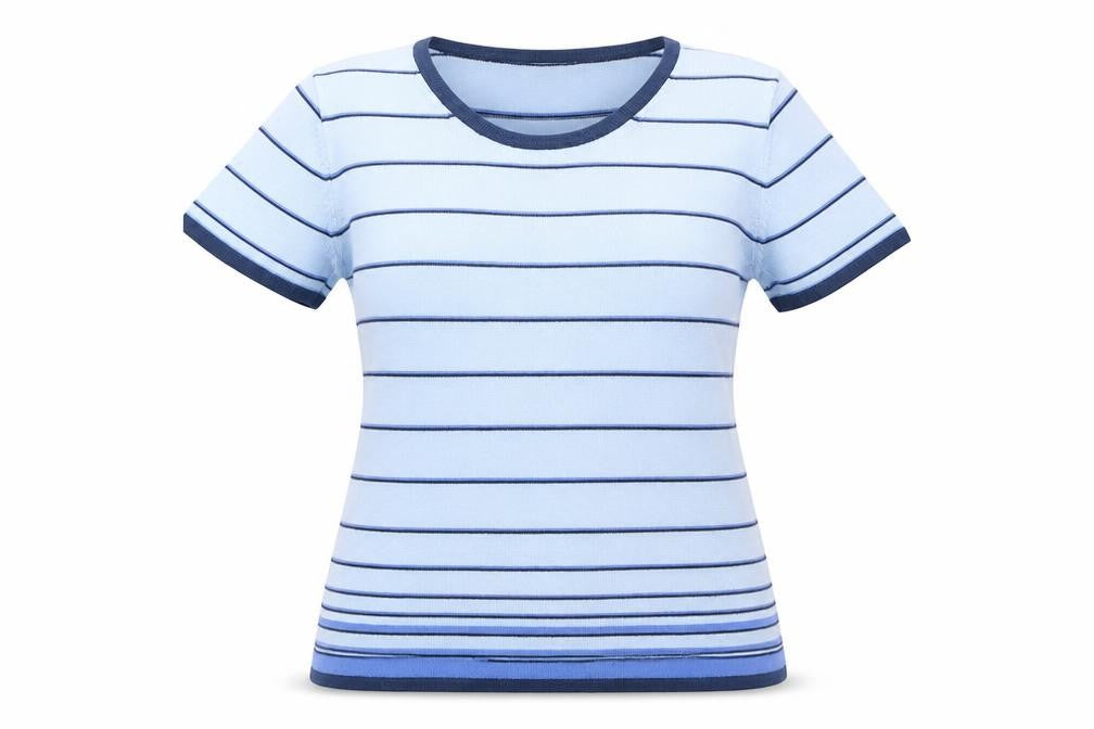 Daxon Womens Blue Striped Knit Pullover Sweatshirt Size 14