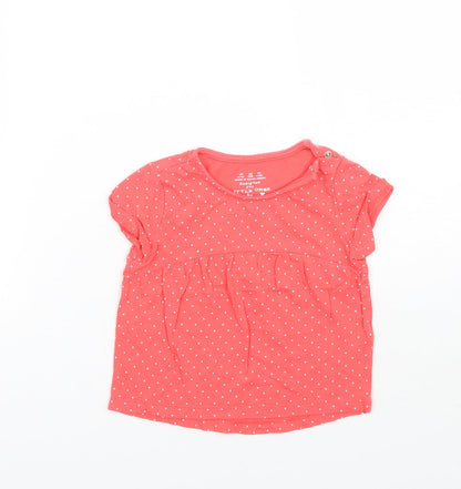 Additional front view of F&F girls’ red polka dot basic t-shirt, size 9-12, months