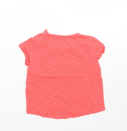 Back view of F&F girls’ red polka dot basic t-shirt, size 9-12, months