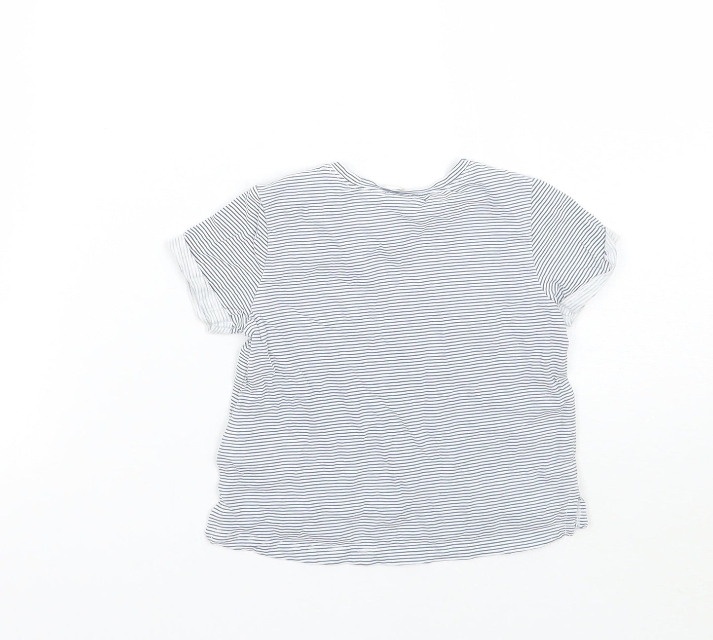 Girls White Striped  Basic T-Shirt Size 6-9 Months