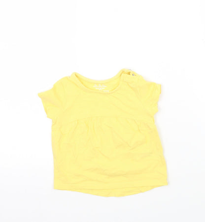 Additional front view of F&F girls’ yellow basic t-shirt, size 9-12, months