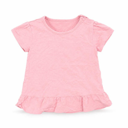Front view of Tu girls’ pink basic t-shirt, size 12, months