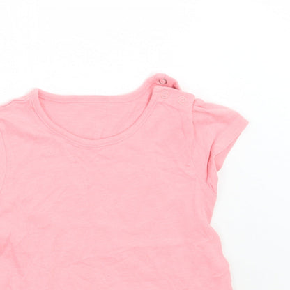 Close-up detail of Tu girls’ pink basic t-shirt, size 12, months