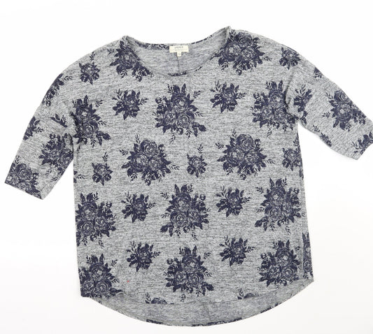 Papaya Womens Grey Floral  Pullover Jumper Size 12
