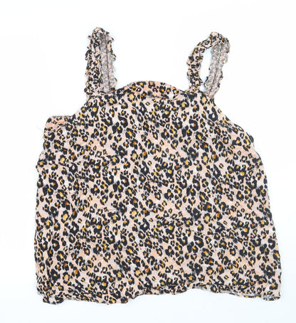 Front view of Papaya women’s pink animal print basic tank, size UK 18
